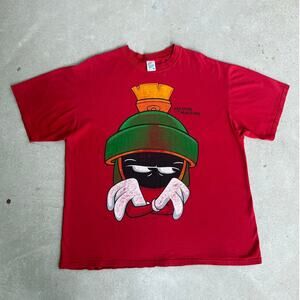 Vintage Marvin the Martian 90s Looney Tunes Warner Bros Red Shirt Size XL